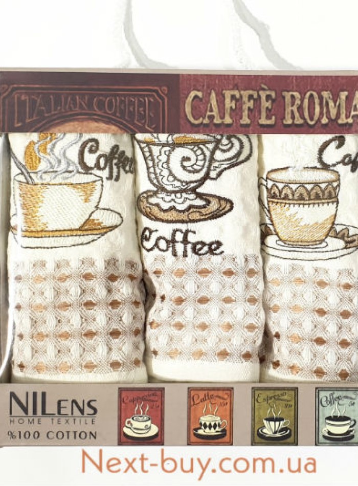 Набор кухонных полотенец Nilens Caffe Roma 3шт. 35х50 — изображение 3