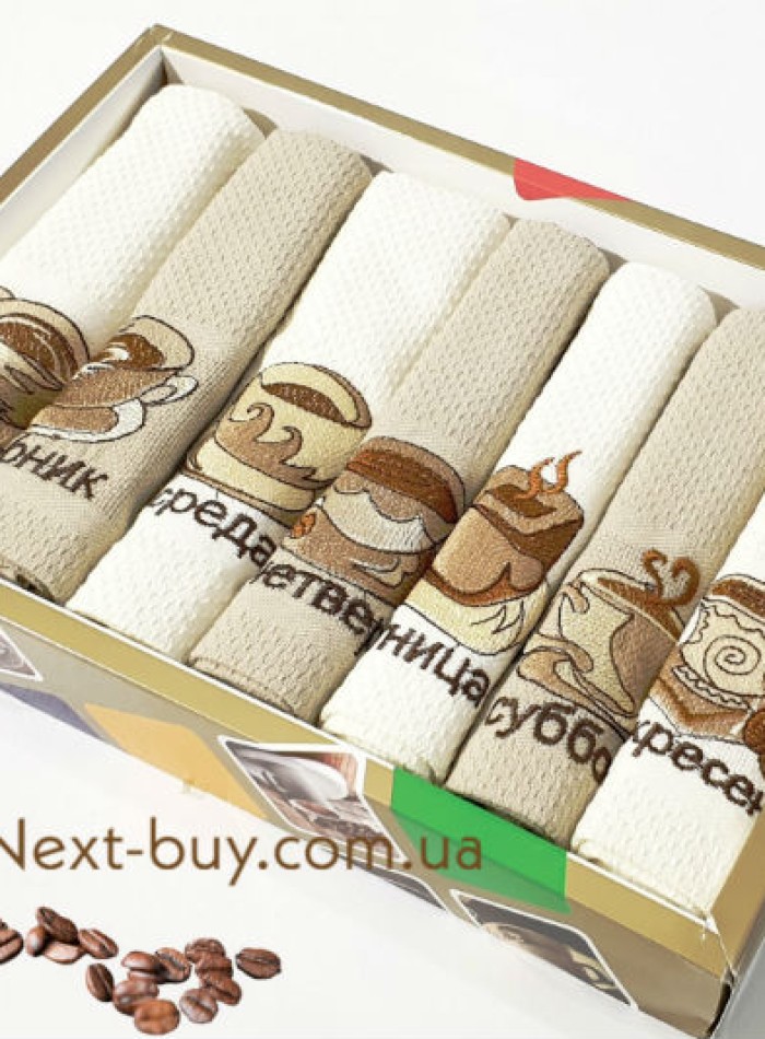 Набір кухонних рушників Nilteks Bertille Coffee 7шт. 40х60см - Зображення 4
