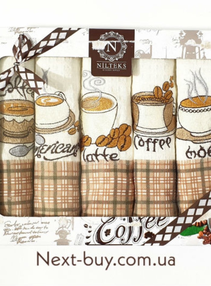 Набор кухонных полотенец Nilteks coffee 5шт. 40х60 — изображение 3