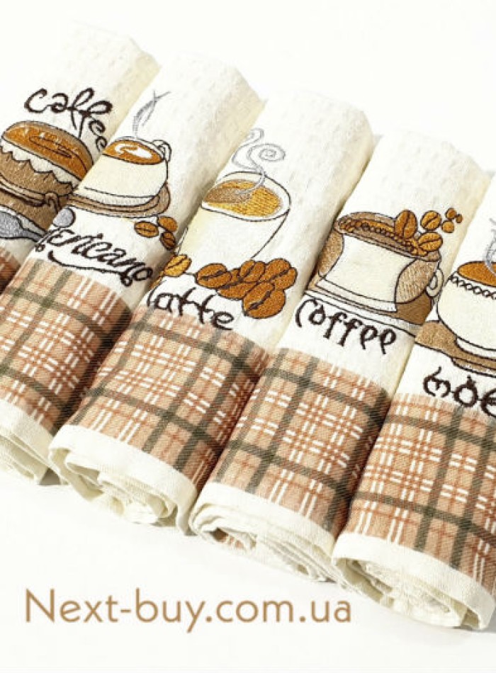 Набор кухонных полотенец Nilteks coffee 5шт. 40х60 — изображение 2