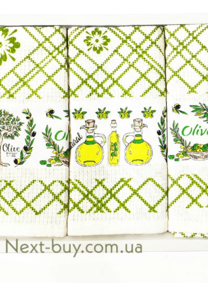 Набір кухонних рушників Nilteks olive oil 3шт. 40х60см - Зображення 3