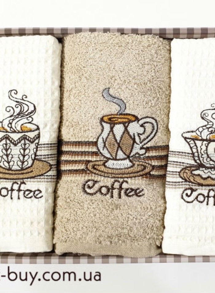 Набір кухонних рушників Nilteks Coffee 3шт. 40х60см - Зображення 4