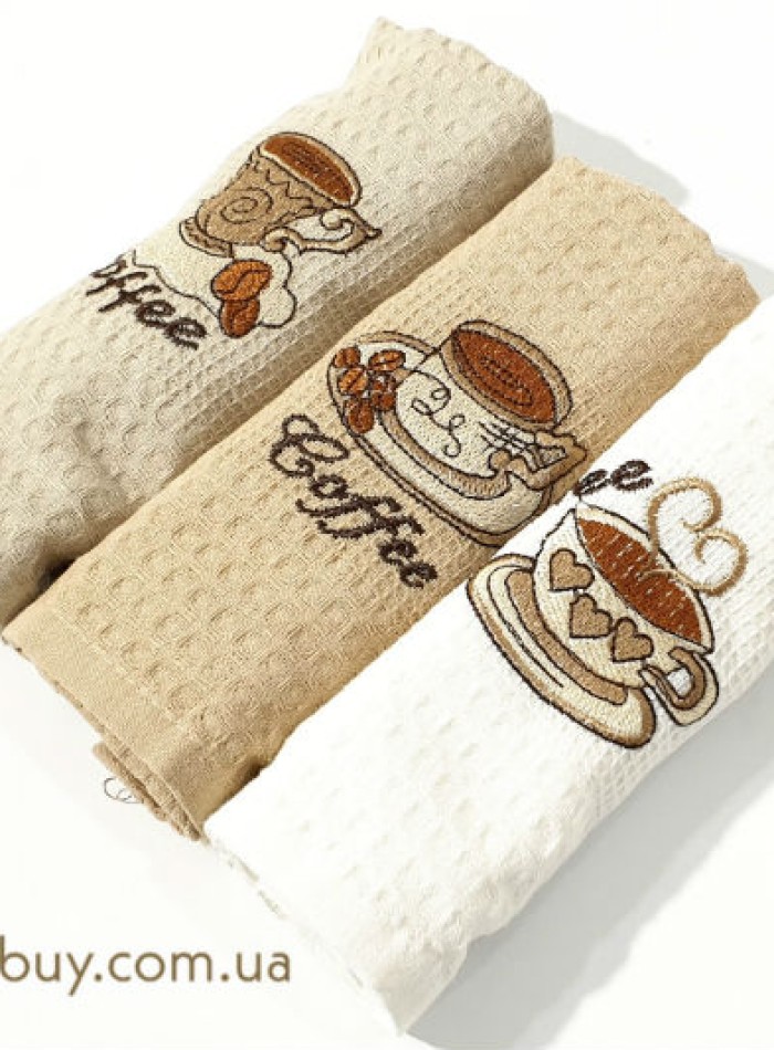 Набір кухонних рушників Nilteks coffee 3шт. 40х60см - Зображення 2