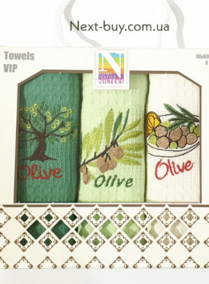 Набір кухонних рушників Nilteks olive 3шт. 40х60см - Зображення 3