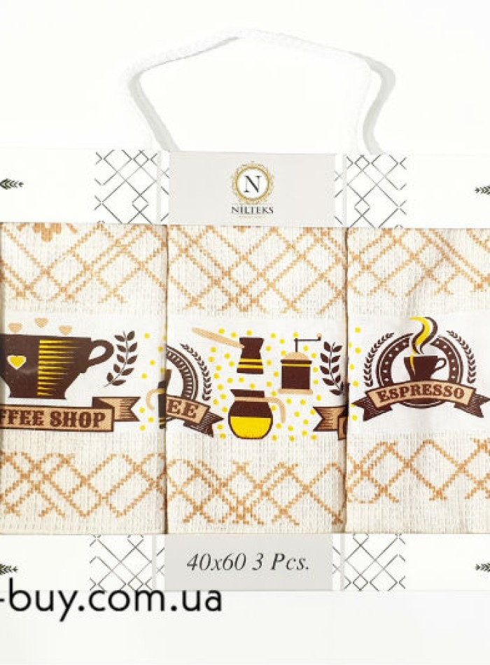 Набор кухонных полотенец Nilteks espresso 3шт. 40х60 — изображение 2