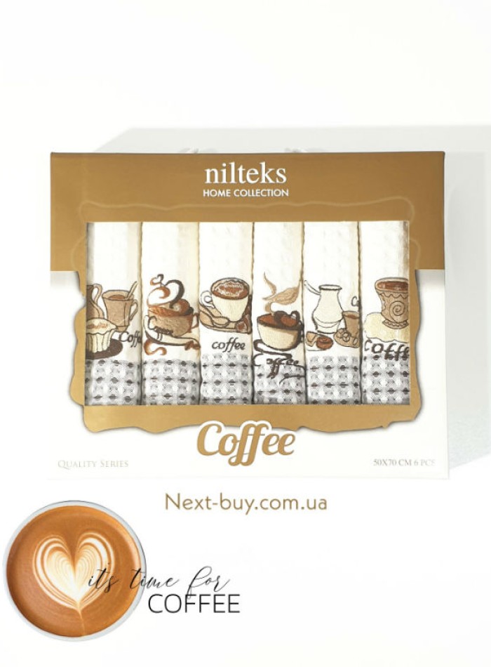 Набір кухонних рушників Nilteks Coffee 6шт. 40х60см - Зображення 4