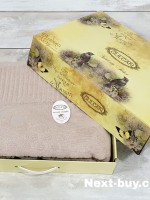 Gulcan махровая простынь-покрывало Poppy хлопок полуторка 160X220 бежевая — изображение 3