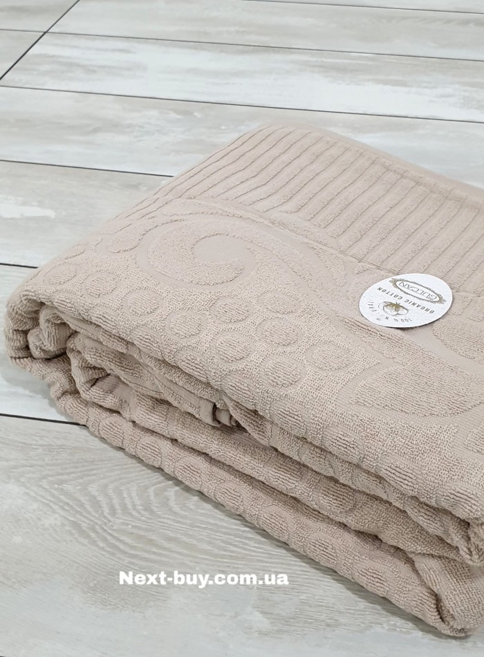 Gulcan махровая простынь-покрывало Poppy хлопок полуторка 160X220 бежевая — изображение 2