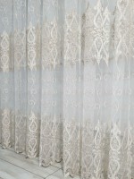 Тюль фатин з візерунком Ogures крем/шоколад с золотом - Зображення 6