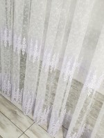 Тюль фатин з візерунком Primrose білий з блиском - Зображення 8
