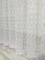 Тюль фатин з візерунком Clematis білий з блиском - Зображення 7