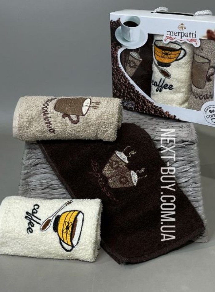 Набор кухонных полотенец Merpatti Coffee 3шт. 30х50 — изображение 2