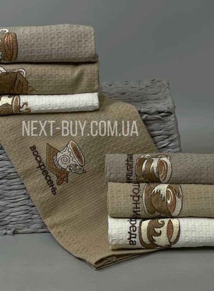 Набір кухонних рушників Nilteks Bertille Coffee 7шт. 40х60см - Зображення 2