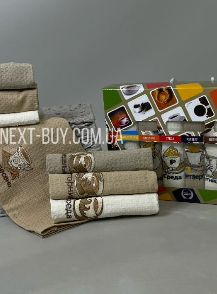 Набір кухонних рушників Nilteks Bertille Coffee 7шт. 40х60см - Зображення 3