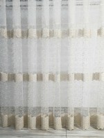 Тюль фатин с узором Honeycomb крем с золотистым люрексом — изображение 2