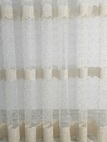 Тюль фатин с узором Honeycomb крем с золотистым люрексом — изображение 3
