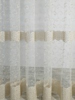 Тюль фатин с узором Honeycomb крем с золотистым люрексом — изображение 5