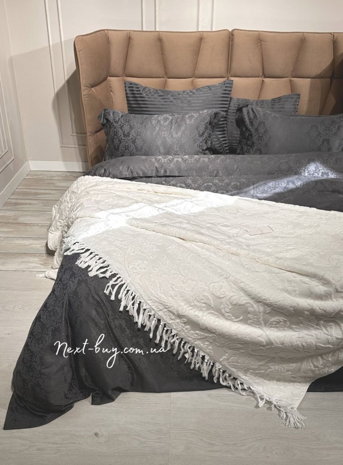 Махрове простирадло-покривало Maison D'or Paris Sanda з бахромою 160х240 кремовий - Зображення 2