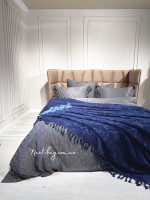Махровая простынь-покрывало Maison D'or Paris Sanda с бахромой синяя 160х240 — изображение 4