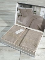 Maison D'or Jndila simone Beige постільна білизна євро 200х220 сатин з кружевом - Зображення 6