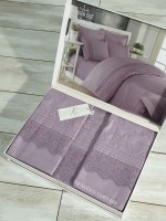Maison D'or Jndila simone Lilac постільна білизна євро 200х220 сатин з кружевом - Зображення 2