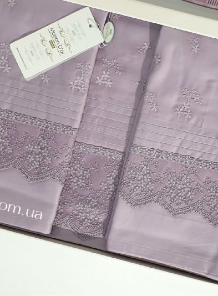 Maison D'or Jndila simone Lilac постільна білизна євро 200х220 сатин з кружевом - Зображення 3