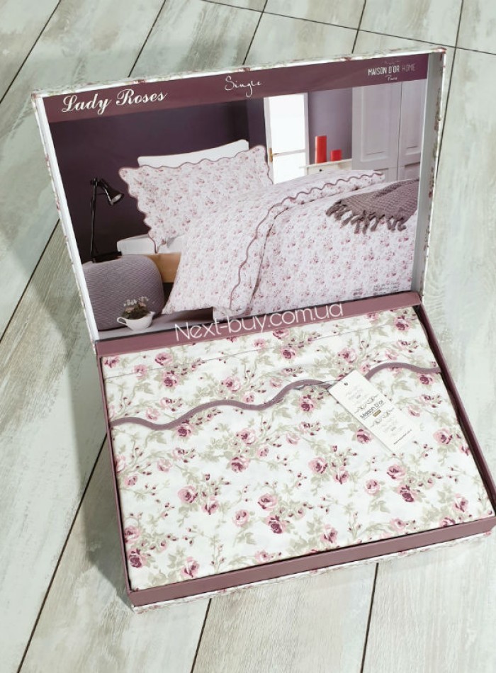 Maison D'or Lady Roses white постільна білизна полуторка 160х200 сатин - Зображення 2