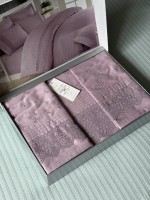 Maison D'or Jndila simone Lilac постільна білизна євро 200х220 сатин з кружевом