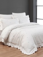 Maison D'or Les Coeurs cream-mint постільна білизна євро 200х220 сатин з аплікацією з сердечок - Зображення 8