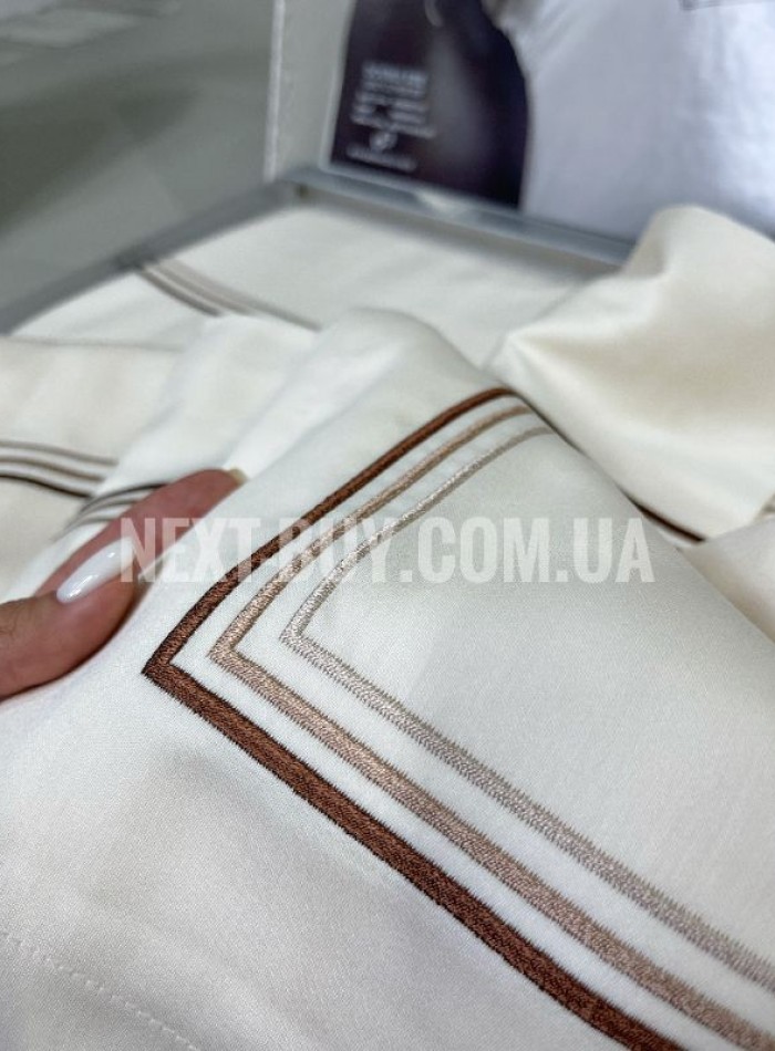Maison D'or Chemin Embrodery ecru постільна білизна євро 200х220 сатин - Зображення 3