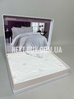Maison D'or Juanna cream-salmon постельное белье евро 200х220 сатин с вышивкой из мелких цветочков — изображение 4