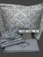 Maison D'or New Damask grey постільна білизна євро 200х220 сатин з вишивкою - Зображення 5