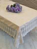 Скатертина для столу Yagmur kahve з мереживом 160х220 Туреччина