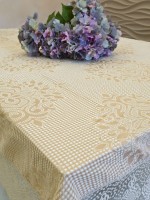 Скатертина для столу Yagmur kahve з мереживом 160х220 Туреччина - Зображення 3