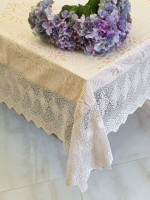 Скатертина для столу Yagmur kahve з мереживом 160х220 Туреччина - Зображення 4