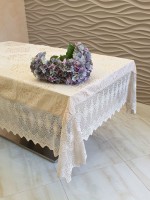 Скатертина для столу Yagmur kahve з мереживом 160х220 Туреччина - Зображення 5