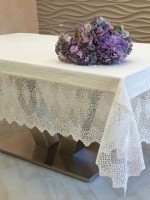 Скатертина для столу Yagmur krem з мереживом 160х220 Туреччина