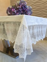 Скатертина для столу Yagmur krem з мереживом 160х220 Туреччина - Зображення 2