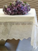 Скатертина для столу Yagmur krem з мереживом 160х220 Туреччина - Зображення 3