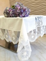 Скатертина для столу Zana krem з мереживом 160х220 Туреччина - Зображення 3