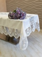 Скатертина для столу Zana krem з мереживом 160х220 Туреччина - Зображення 5