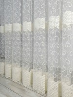 Тюль фатин з візерунком Honeycomb крем - Зображення 3