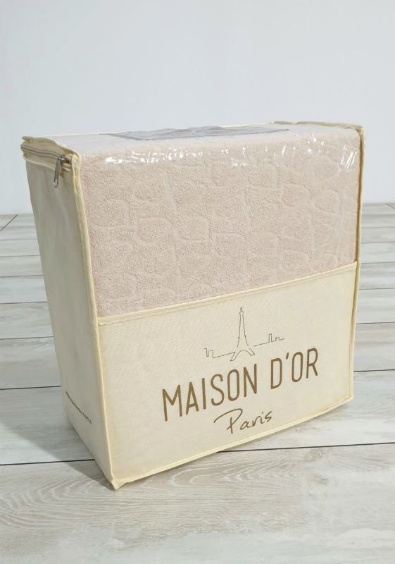 Постельное белье махровое Maison D'or Jaquard Stretcu Terry Set bej 200x220см — изображение 1