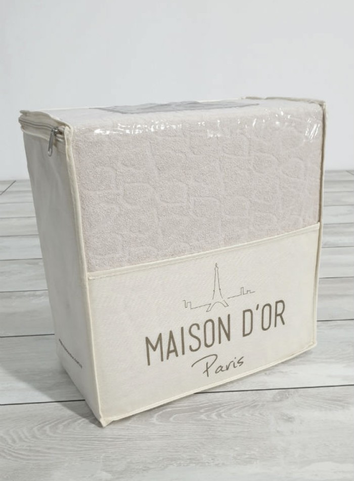 Постельное белье махровое Maison D'or Jaquard Stretcu Terry Set Krem 200x220см — изображение 2