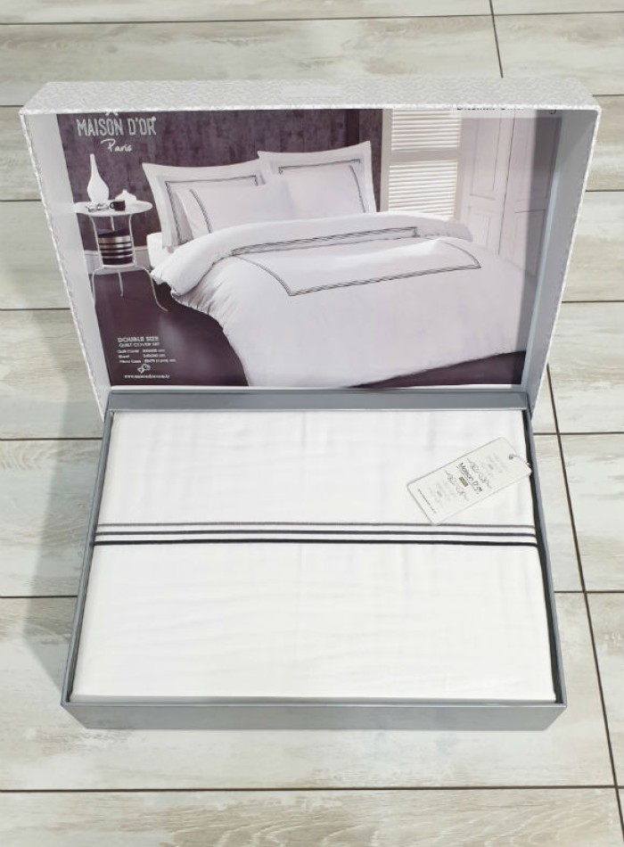 Maison D'or Chemin Embrodery white постільна білизна євро 200х220 сатин - Зображення 2