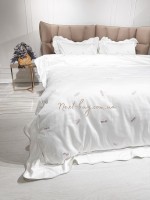 Maison D'or Les Azzures dark lilac постільна білизна євро 200х220 сатин з вишивкою бабок - Зображення 2