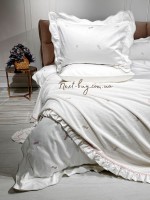 Maison D'or Les Azzures dark lilac постільна білизна євро 200х220 сатин з вишивкою бабок - Зображення 5