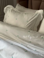 Maison D'or Les Coeurs cream-mint постільна білизна євро 200х220 сатин з аплікацією з сердечок - Зображення 5