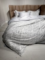 Maison D'or New Damask grey постільна білизна євро 200х220 сатин з вишивкою - Зображення 2