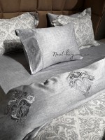 Maison D'or New Damask grey постільна білизна євро 200х220 сатин з вишивкою